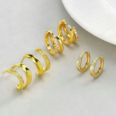 Paperclip Shape Metal Earrings for Women Trendy Geometric Hoops Earrings Bling AAA Cubic Zirconia Stone Party Jewelry Huggies