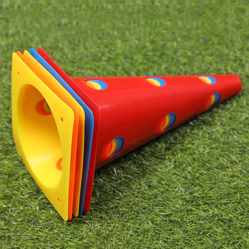 32CM quadratischer Boden-Eimer mit Logo und Löchern – Multifunktionales Fußballtrainings-Hindernis