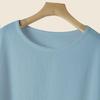 2026 Comfortable Plus Size European & American Casual Cotton Linen Drop Shoulder Loose Solid Color Women's Top