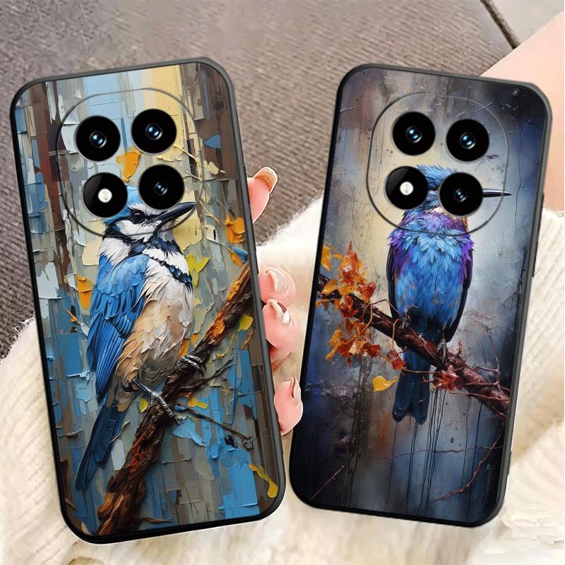Bird Oil Painting Style Soft Phone Case for Xiaomi Redmi Note 12 13 14 15 Pro Plus 11 12S 11S 11T 10 4G Black Cover Back Shell