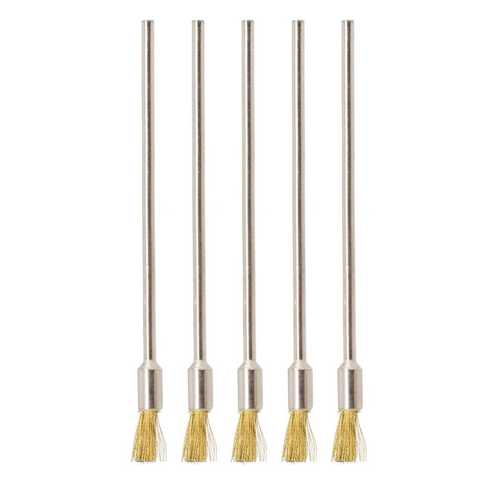 5pcs 3mm Shank 100mm Brass Stainless Steel Wire Brushes Cleaning Polishing Brush