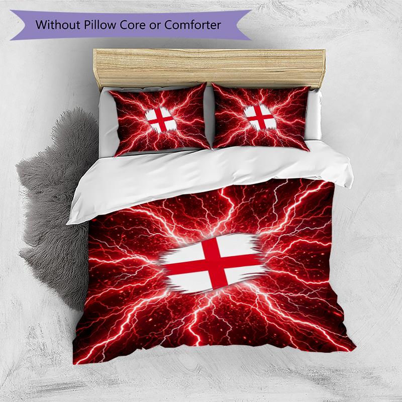Set Biancheria da Letto Stampata Calcio Inghilterra 3 Pezzi Copriletto Traspirante Accogliente come Regalo per la Casa Nuova o per le Feste