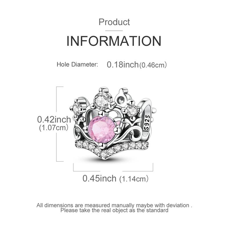 copper Pink Sparkling Crown Bead Charms Charm Bead Charms Jewellery Compatible With Authentic Bracelets Ideal For Women Do It Yourself Gift Party