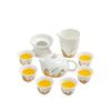 Suet jade tea set, kung fu set, white porcelain office household teapot cover bowl teacup