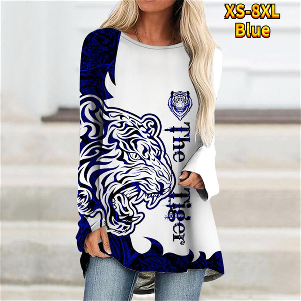 

Женская футболка с цифровым 3D-принтом «Голова волка», элегантный новый дизайн, повседневная, весна-осень, с длинным рукавом и круглым вырезом, женская одежда, эластичная рубашка 2XL