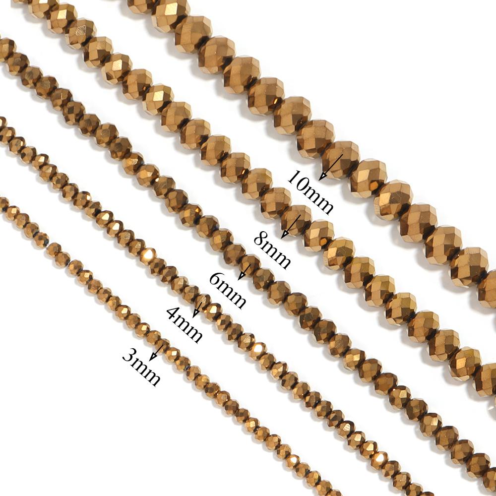 1 Strand 3 4 6 8 10mm Rondelle Faceted Crystal Beads Brown Glass Loose Beads For DIY Jewelry Making Necklace Bracelets Supplies