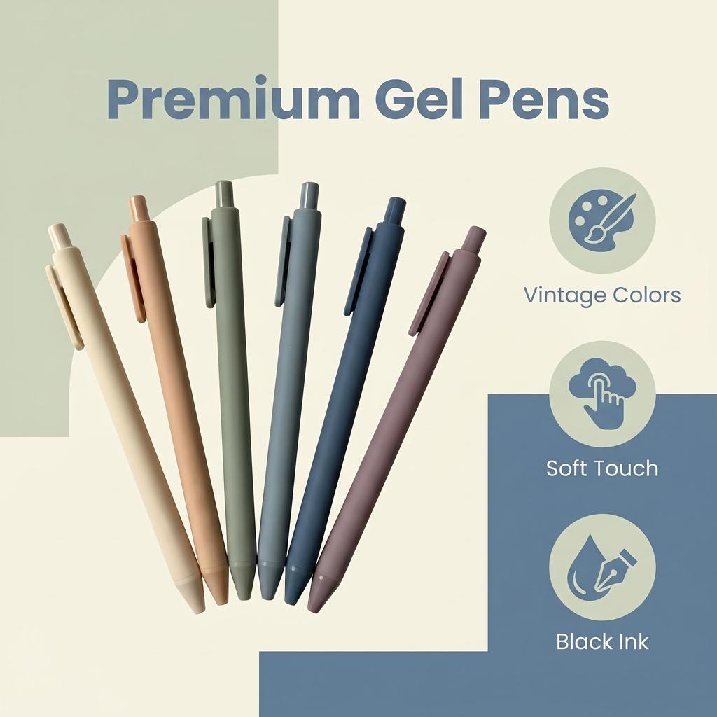Retractable Gel Ink Pens 0.5mm Fine Point Morandi Macaron Colored Barrel Signing Ballpoint Pen Student Office Stationery