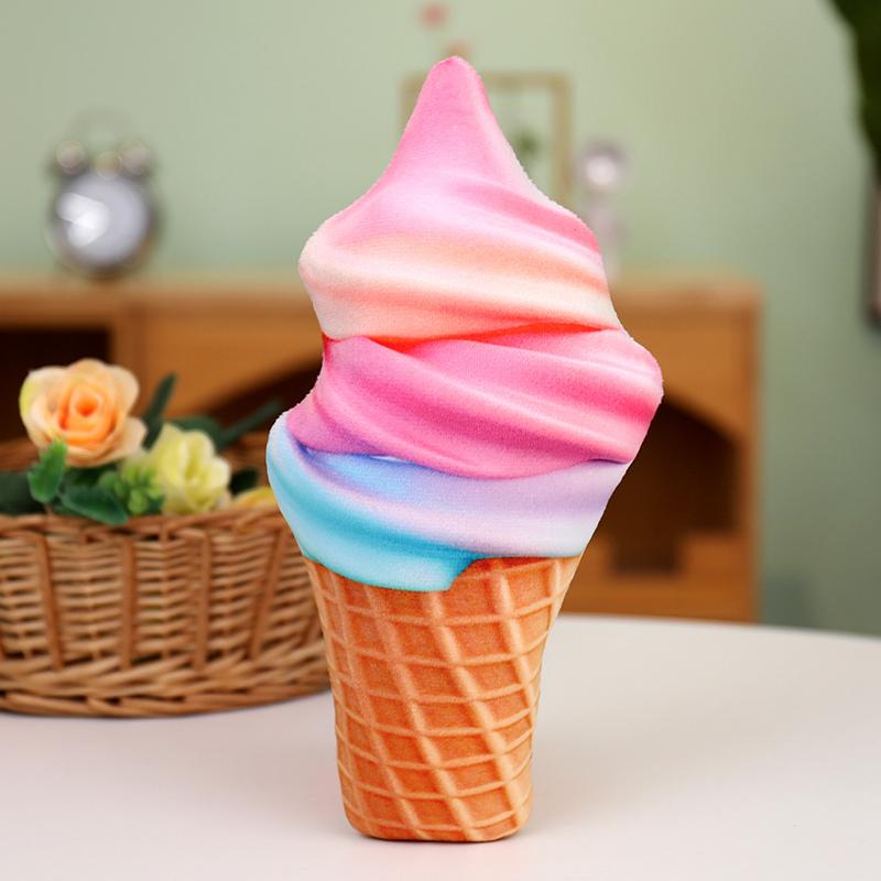 3D Sweet Ice Cream Pillow Simulated Ice Cream Cushion Car Waist Support Cushion Soft Plush Stuffed Doll Toys Creative Pillow