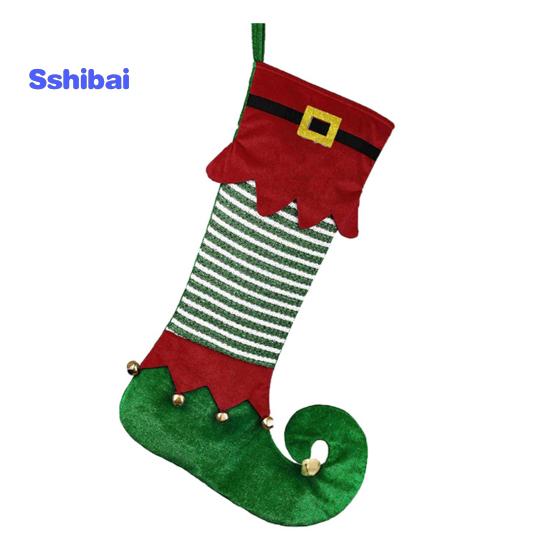 Christmas Elf Stocking Large Capacity Adorable Reusable Holiday Decoration Xmas Tree Kids Gift Candy Bag Hanging Sock Pendant Party Supplies