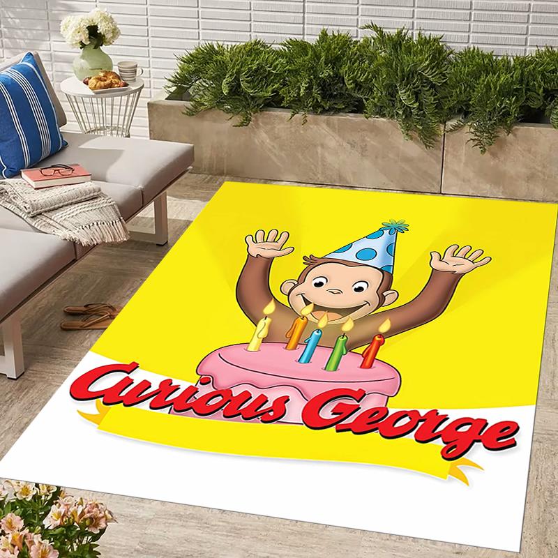 1pc Curious George (4) Design Area Rug - Non-Slip, Soft & Cozy Floor Mat for Living Room, Bedroom, Office - Indoor/Outdoor Decorative Carpet