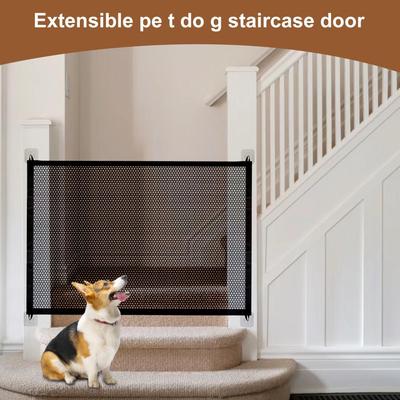 Folding Pet Fence Easy To Install Breathable Mesh Indoor Stairway No Drilling Supplies Retractable Safety Barrier For Cat Dog