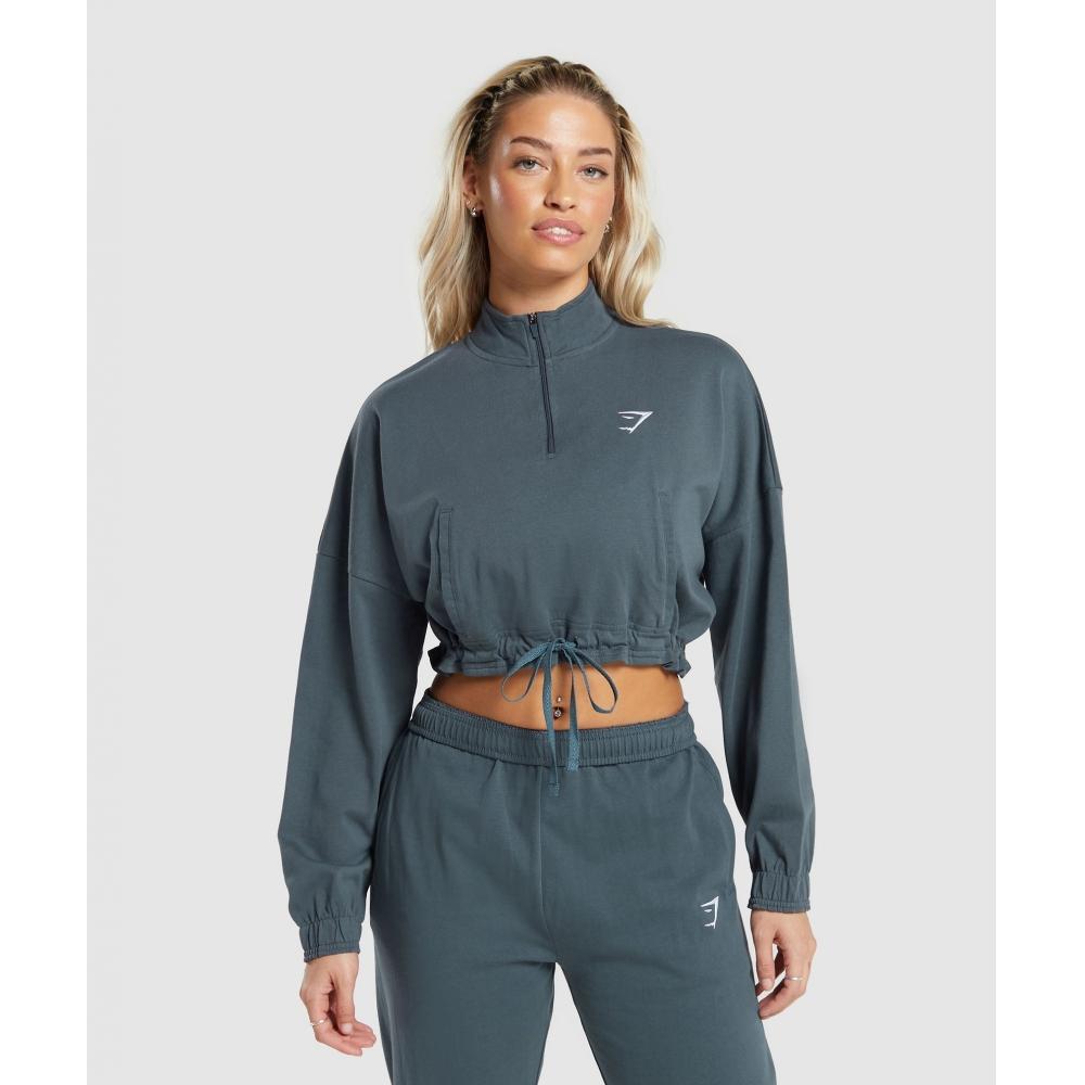 

Легкий пуловер GYMSHARK Lifting на 1 4 молнии Титановый синий B5A9U UCMQ