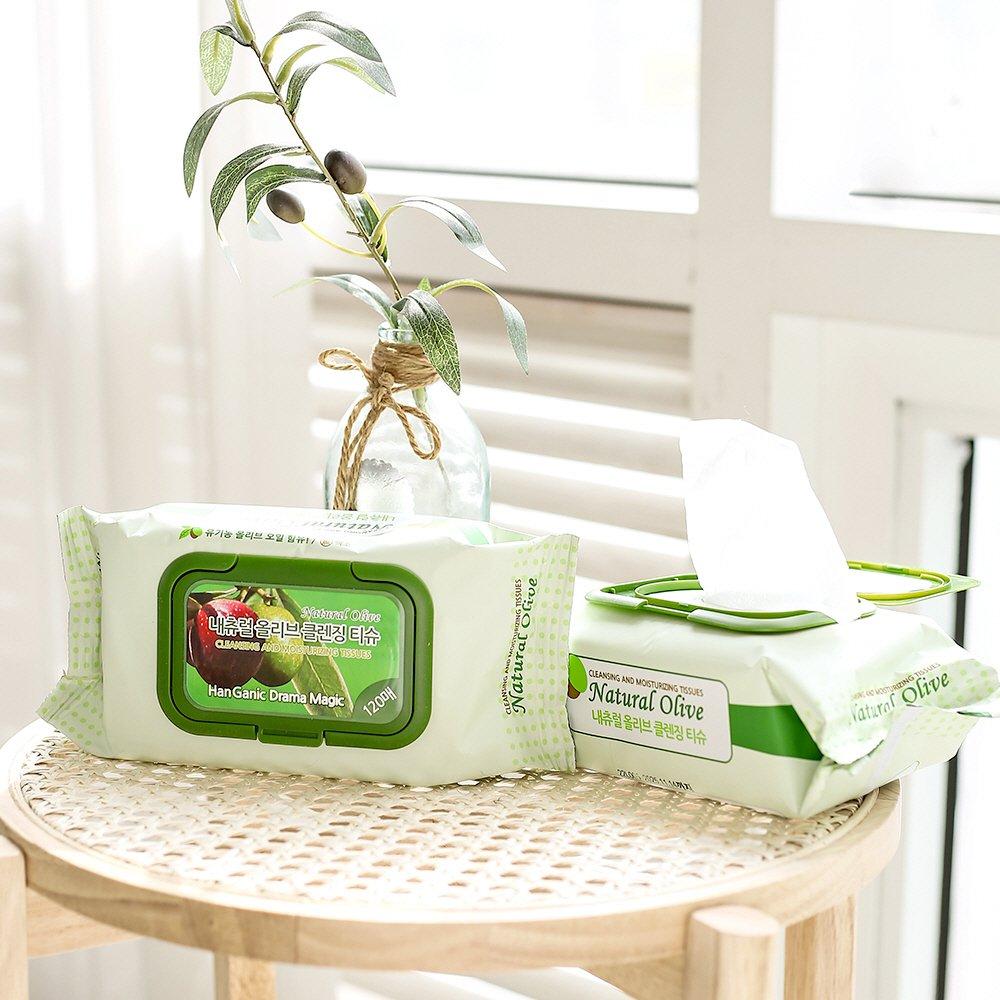 

120 больших очищающих салфеток Drama Magic Natural Olive