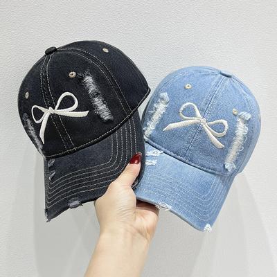 Lässige Baseballkappe mit Schleifenstickerei, 100 % Polyester, Sonnenhut für Outdoor-Sport und Freizeit