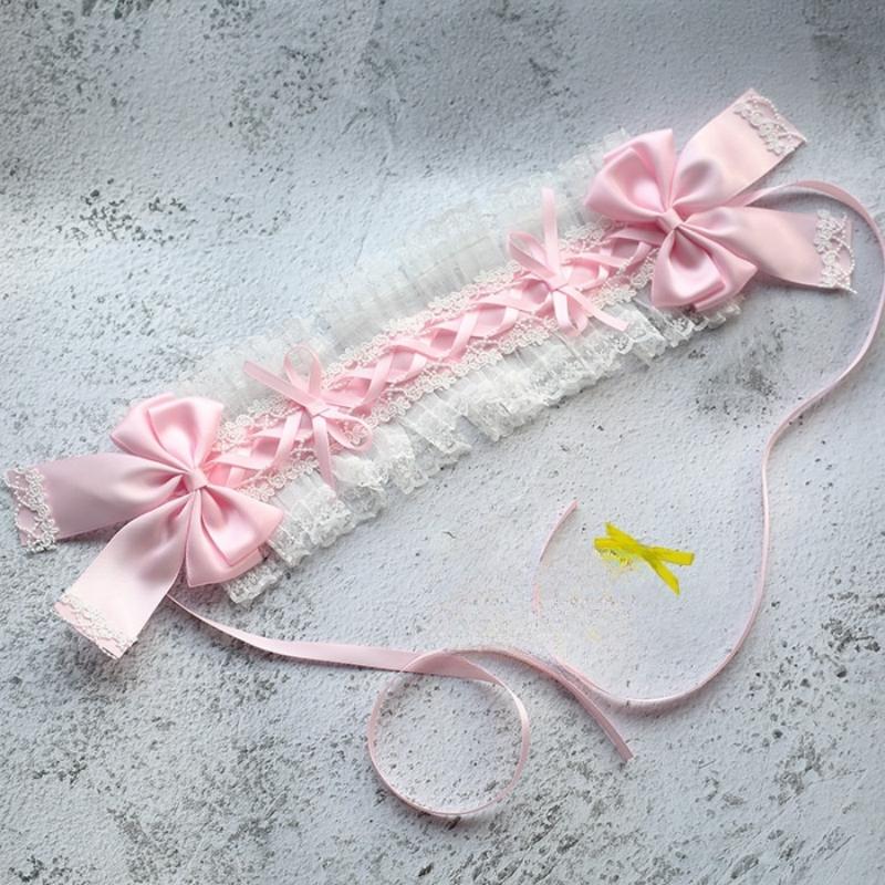 Sladká vlasová obruč Dívky Roztomilá volánková Cosplay čelenka Vlasová gumička Vlasové doplňky Krajka Mašle Stuha Ozdoba hlavy Lolita DIY Pokrývka hlavy