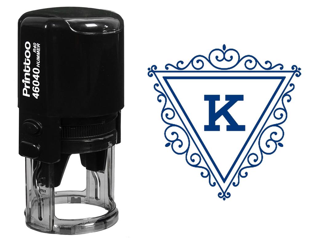 Printtoo Office Stationary R-40 K Alphabet Triangle Swirl Border Monogram Initial Self Inking Rubber