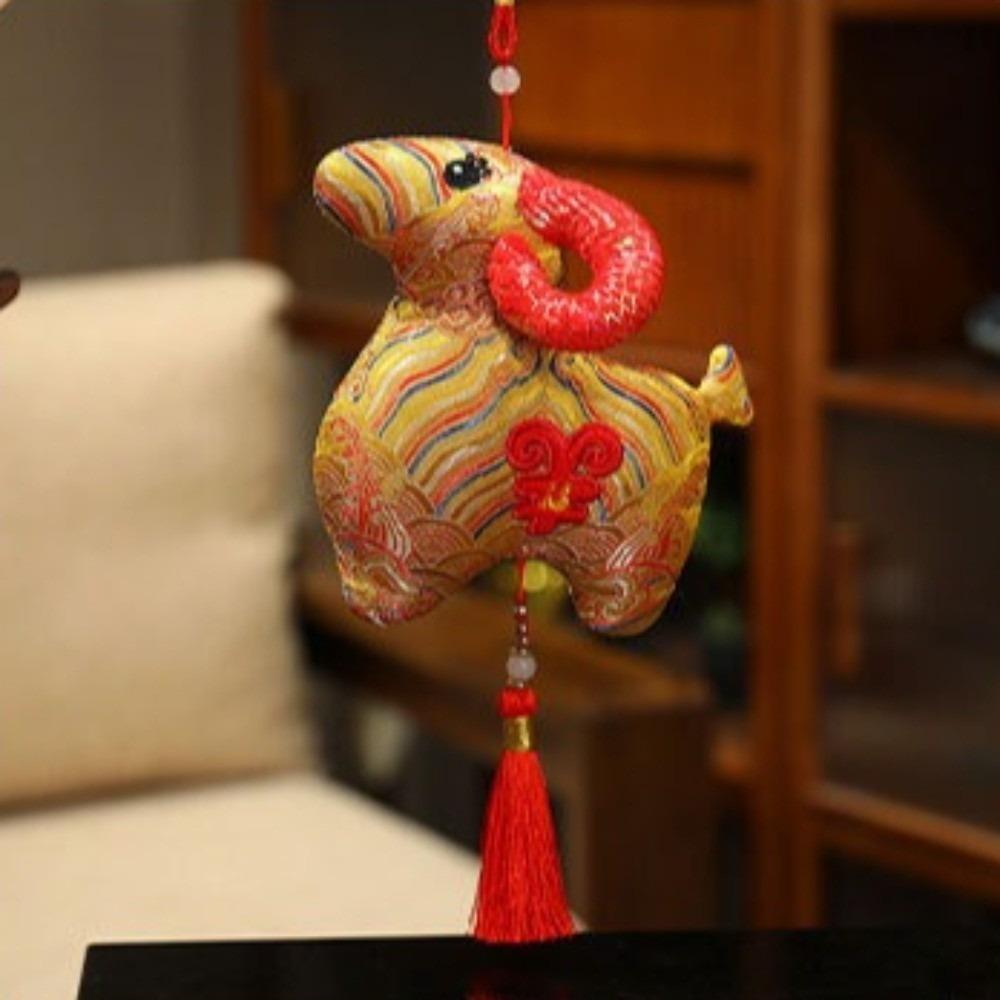 PP Cotton Zodiac Sheep Doll Chinese Style Fabric Pendant Portable Lamb Doll Party Souvenir