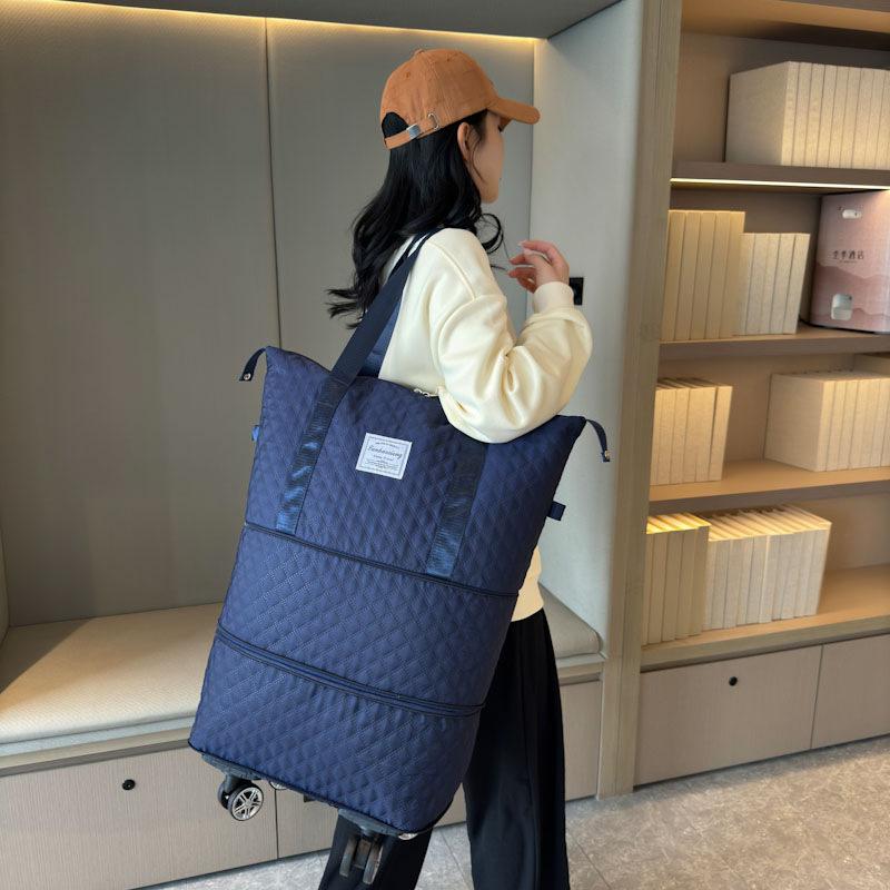 Household Moving Double-layer Extended Extra-large Capacity Wheel Luggage Bag for Outdoor Play Diamond Trolley Travel Bag