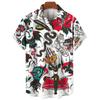 3D Retro Digital Printed Men's Lapel Short Sleeved Shirt