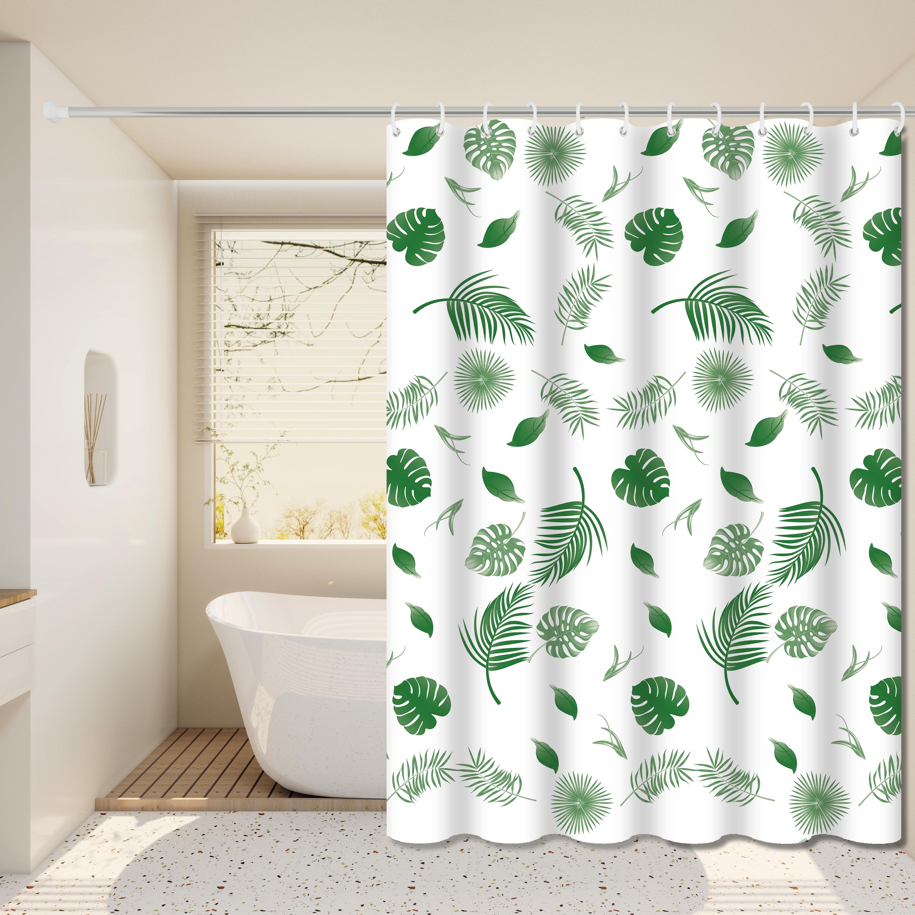 

Green Leaf Versatile Shower Curtain, Fresh and Simple Bathroom Curtain, Creates a Healing Bathroom Space 120*180cm