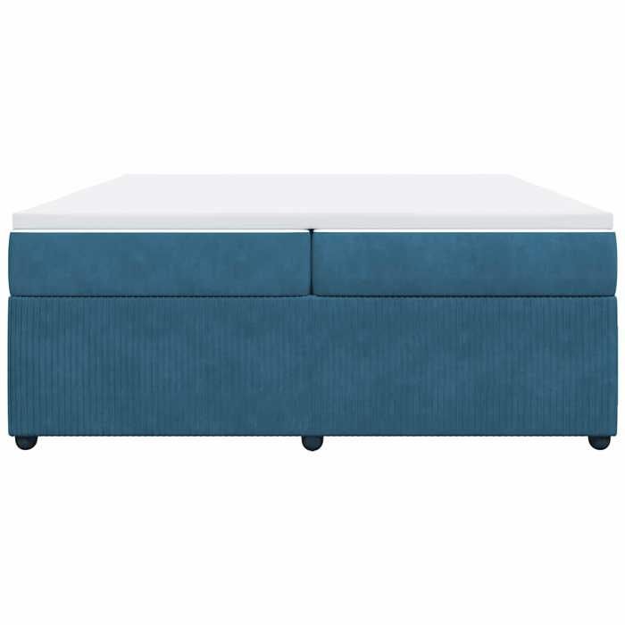 Maison Exclusive - Dark Blue Bed Slat Base and Mattress 200x200cm Velvet