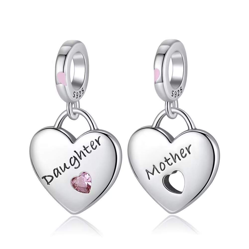 Neuer Kupfer Mom Junge Mädchen Rot Lila Rosa Liebe Anhänger Charme DIY Perle Passend für Original Armband Halskette Damenschmuck