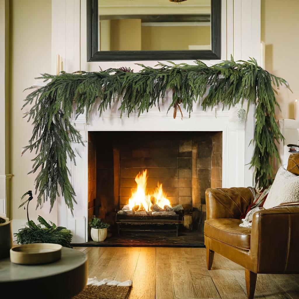 Lifelike 9ft Artificial Pine Branch Garland - Perfect for Staircase & Indoor/Outdoor Christmas Mantle Decor