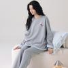 Pure Cotton Women's Long Sleeve Pajamas Set for Spring, Autumn, Winter 2026 - Solid Color Pullover for Home or Outdoors