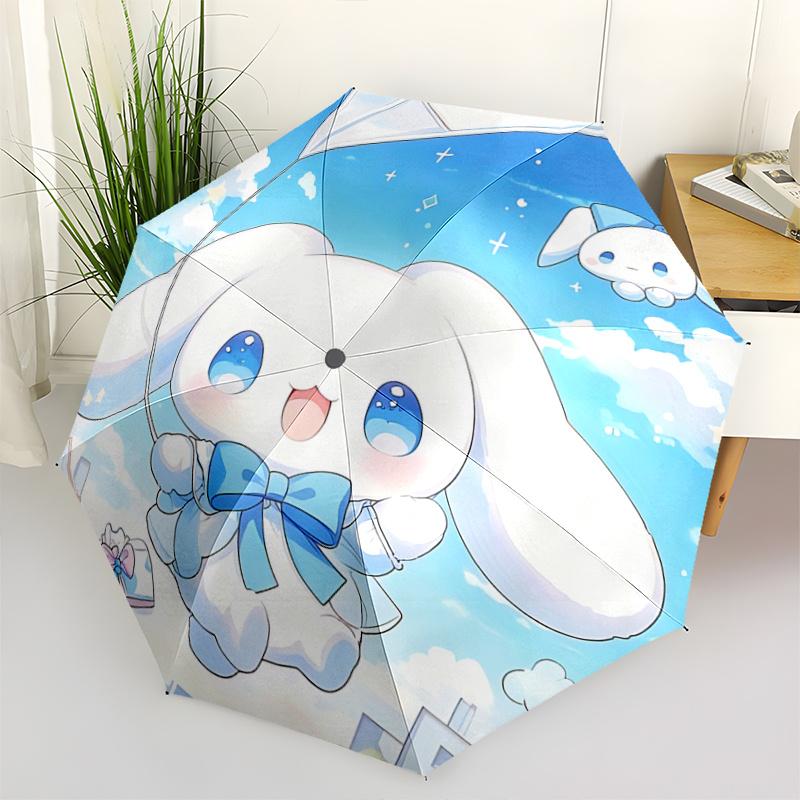 1pc Cloudy Friends: Cute Kawaii Cloud Umbrella with Blue Bow - Automatic Opening & Closing, Foldable Design, Ideal for Fans, Travelers, Everyday Use,