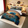 Blue Flower Sunset Bible Verse Bedding set (1 duvet cover, 2 pillowcases, duvet not included), Philippians 4:13 Christian Art Print