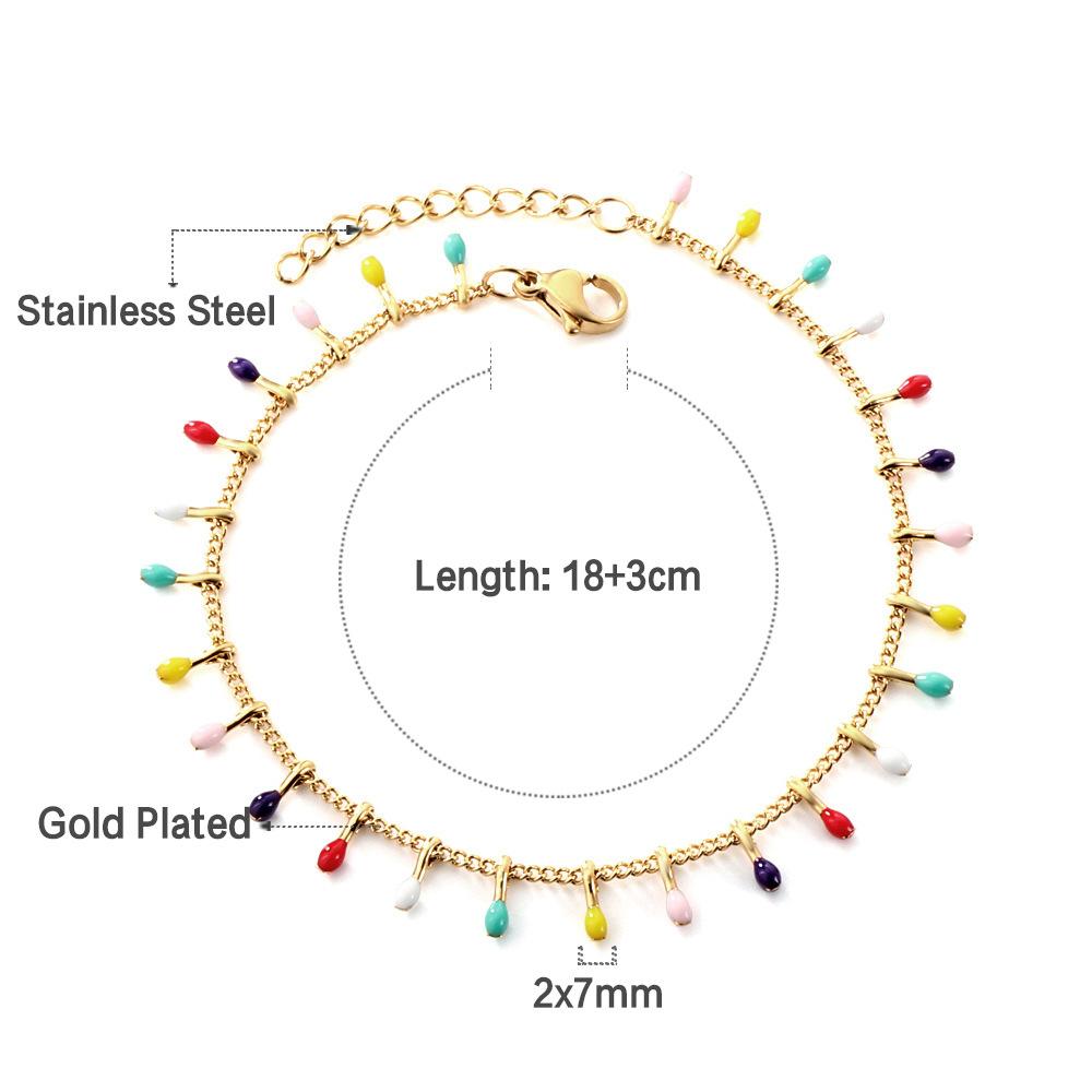 Colorful Cute Enamel Beaded Bracelet Waterproof Delicate Versatile Women's Jewelry Accessory