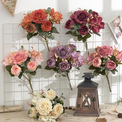 Vintage künstliche gefälschte Pfingstrose Seide Blumen Retro Bouquet Hochzeit Home Decor CA