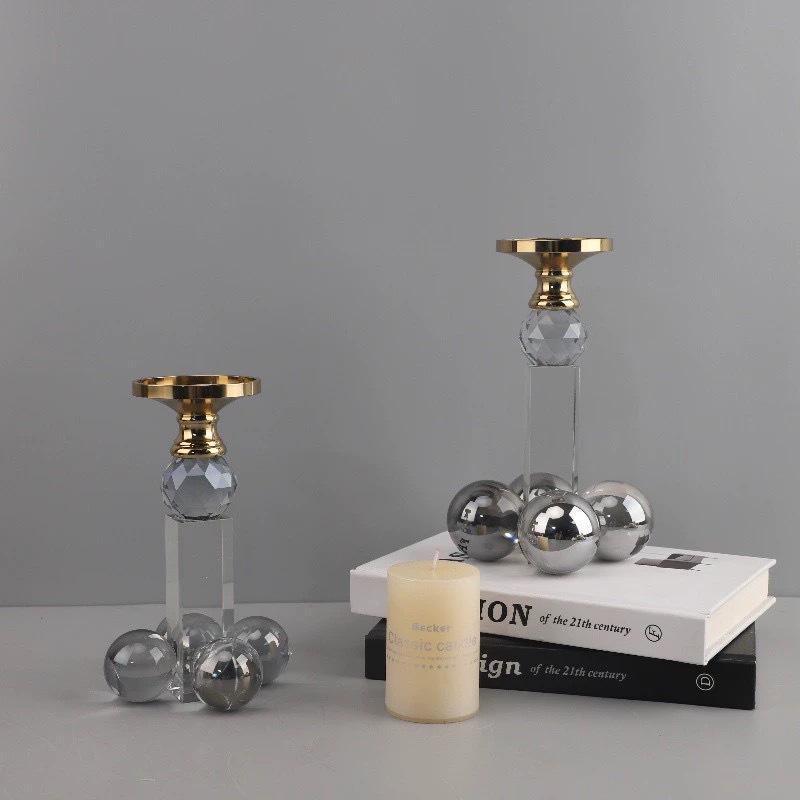 Glass Candle Holder Geometric Crystal Crafts Candlestick Clear Crystal Ball Candelabrum Home Decoration Accessories