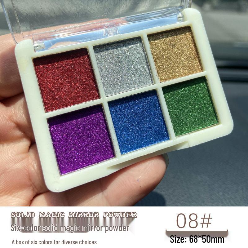 6-Color Magic Mirror Powder Set: Ultra-Bright Nail & Eyeshadow Palette with Aurora and Gold Ripple Effects