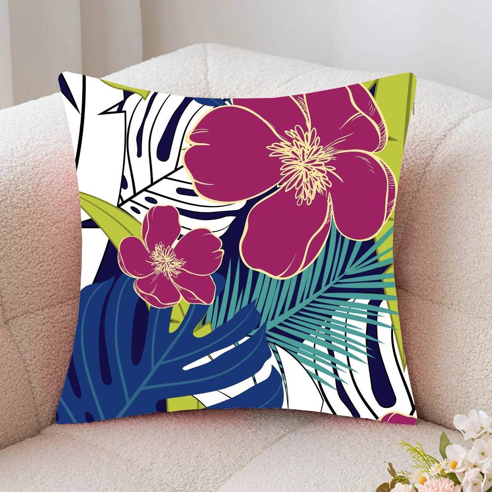 Colorful Flowers Pillow Case Fashion Square Pillowcase Bedroom Sofa Room Ins Decoration Leisure