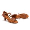 Leather Middle Heel Latin Dance Shoes for Women Soft Suede Sole Tango Waltz Cha Cha Ball Party Dance Shoes 5.5cm Middle Heel