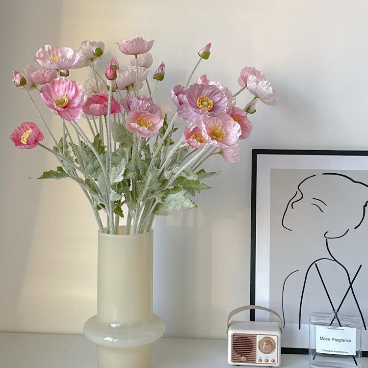 Poppy Pink Icelandic Artificial Flower Bouquet for Living Room Decoration