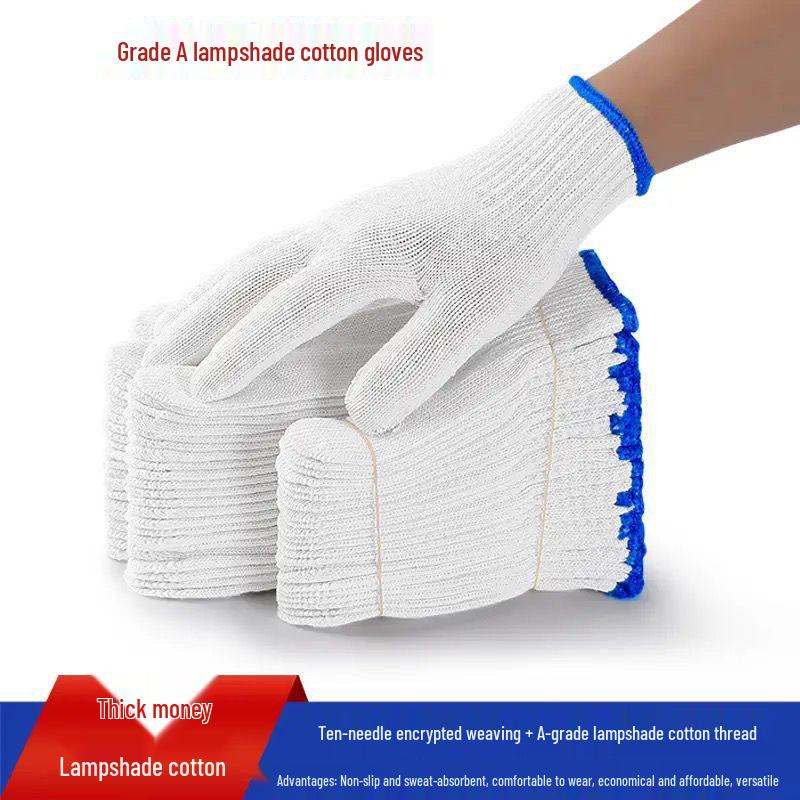 Slitstarka Halkfria Arbetsvantar i Bomull: Slitstarkt, förtjockat garn för konstruktion