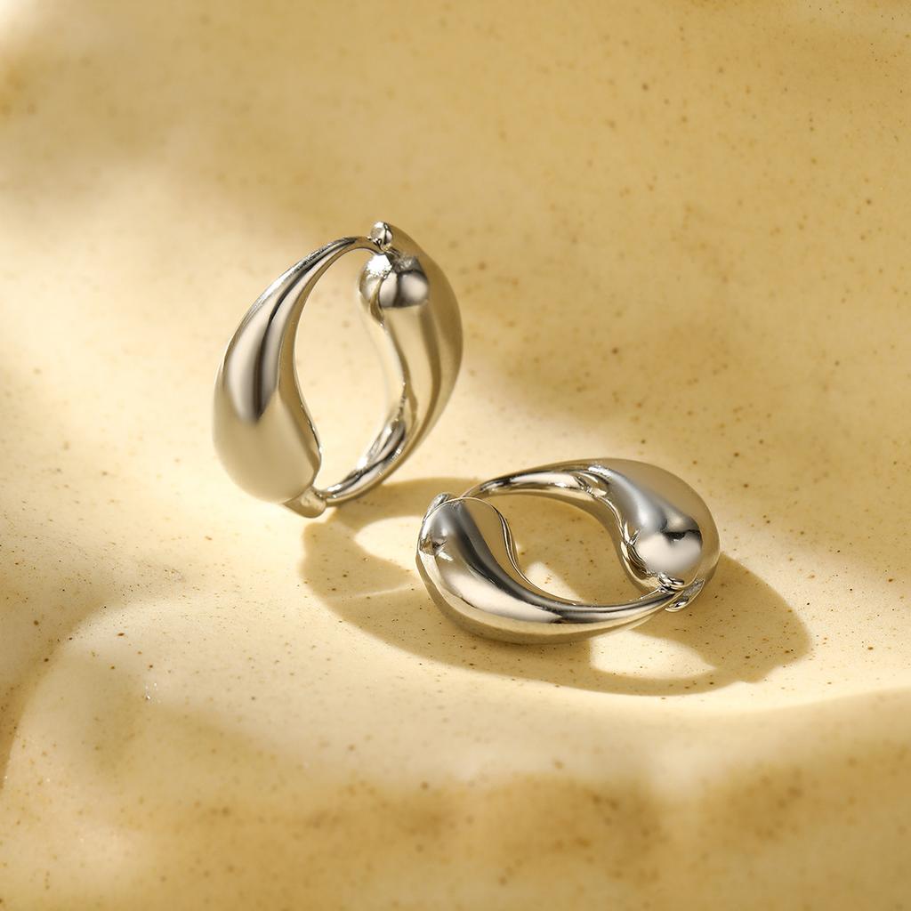 GEMCHIC Women's Fashion Unique Creative O-Shape Stainless Steel Earrings Gold Water Drop Hoops