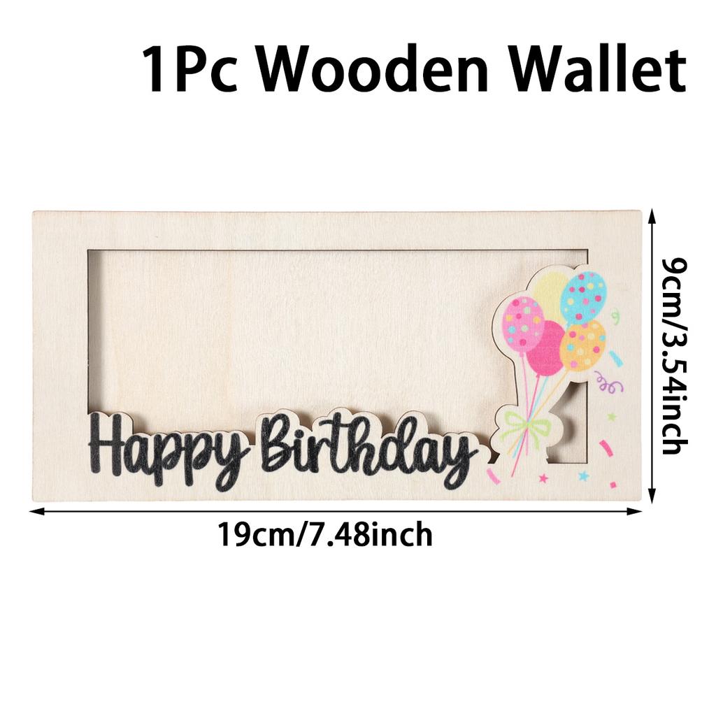 Birthday Wooden Wallet  Birthday Cash Wallet Gift Happy Birthday Party Decoration Kids Adult Birthday Party Supplies Favor