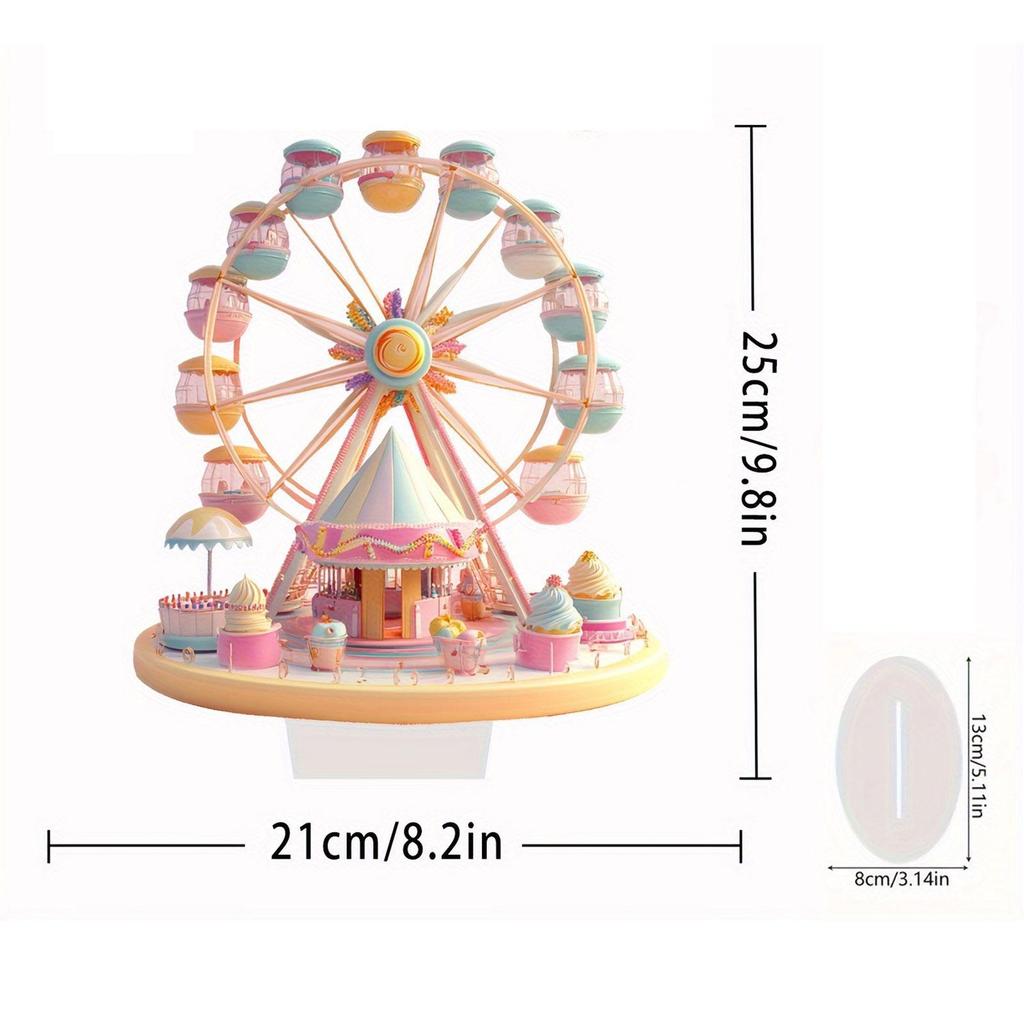 Wheel Ornament Decor Romantic Table Centerpiece 2D Display Board with Base for Festive