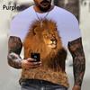 Fashion lion pattern printed men's T-shirt street fashion Harajuku round neck short sleeved plus size comfortable top