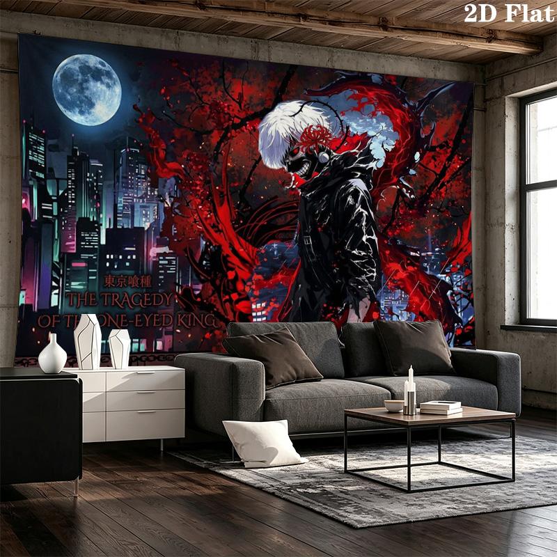 Ken kaneki anime Wall Tapestry Aesthetic Wall Hanging Printed Fabric Blanket Decorative Tapestries for Bedroom Living Room Home Decor