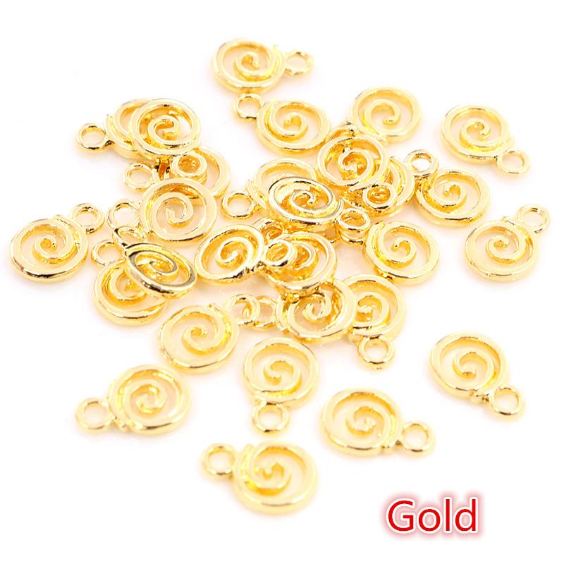 11x8mm 30pcs Antique Silver Plated Gold Colors Rhodium Swirl Handmade Charms Pendant:DIY for Bracelet Necklace