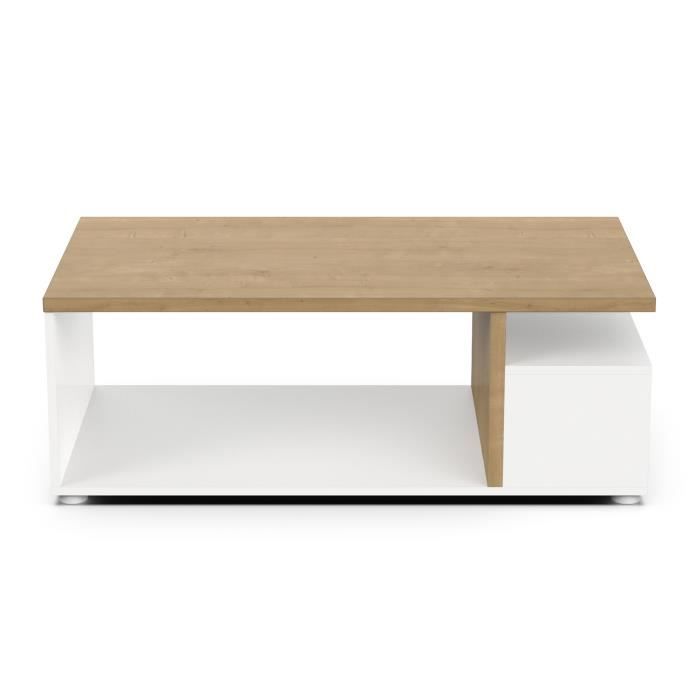 Table basse rectangulaire ACCESS - 3 Niches - Décor chêne Hamilton et blanc - L 91,8 x P 50 x H 36 cm - DEMEYERE