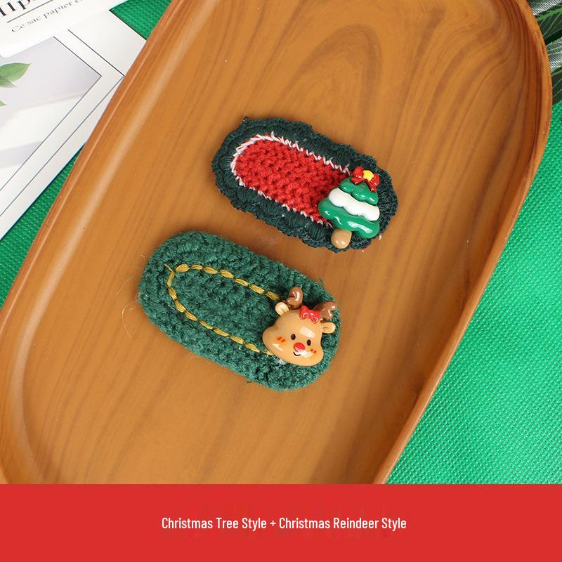 Handmade Knitted Christmas Hair Clips: Cute Santa Claus & Snowman Accessories for Adults and Kids