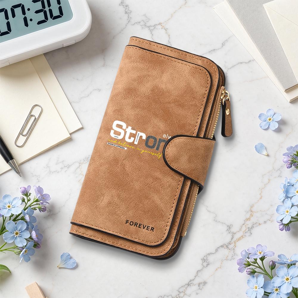 Stylish Long Leather Wallet Casual Multi-card Slots Purse Portable Functional Daily Money Holder