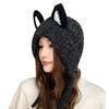Autumn and winter cute fox ears knitted wool hat children warm braids straps ear protectors show face small cold hat