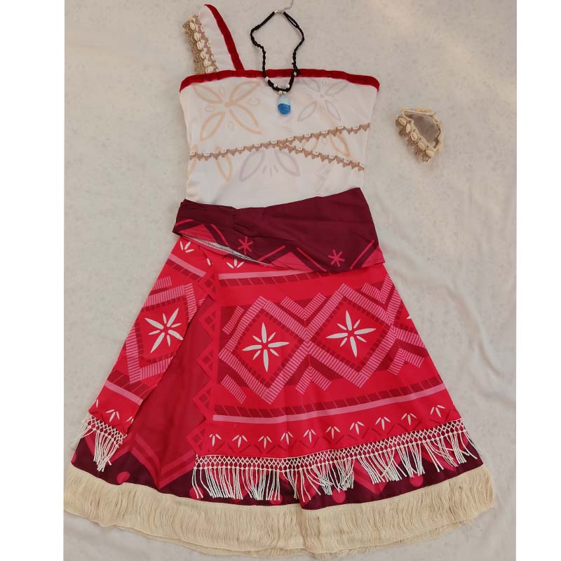 Moanaa Cosplay Costume Women Adventure Outfit Skirt Set Princess Dress Up With Necklace For Halloween Carnival Party