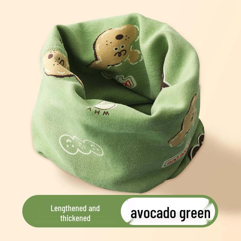 Детский зимний флисовый шарф-труба с мультяшным рисунком: Теплый, Ветрозащитный Шарф-свитер для Младенцев и Малышей зелёный